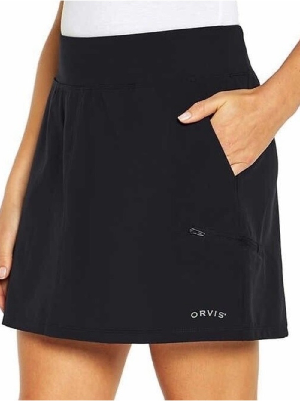 Orvis Black Active Skort with Side Pockets and Zip Detail